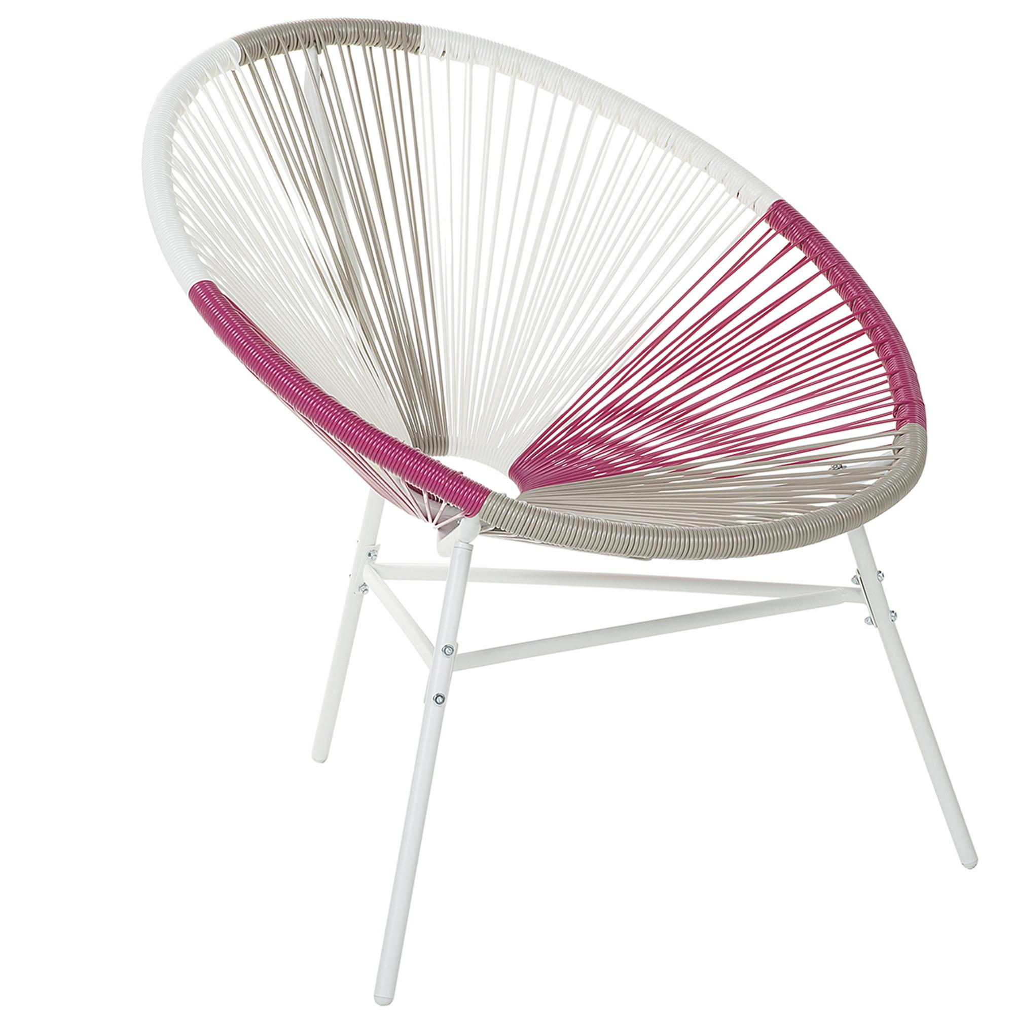 RATTANSTUHL Kunststoff weiß/beige/rosa 76 cm Acapulco - Pink/Beige, Kunststoff (76/85/76cm) - Beliani