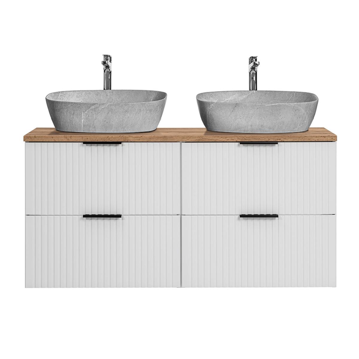 DOPPELWASCHTISCH 120.8cm Adriel Weiß - Weiß, Holzwerkstoff (120.8/59/46cm) - Petits-meubles
