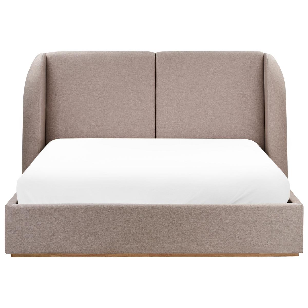 BETT mit Stauraum 160/200 cm Stoff Taupe Monestier - Taupe, Textil (160/200cm) - Beliani