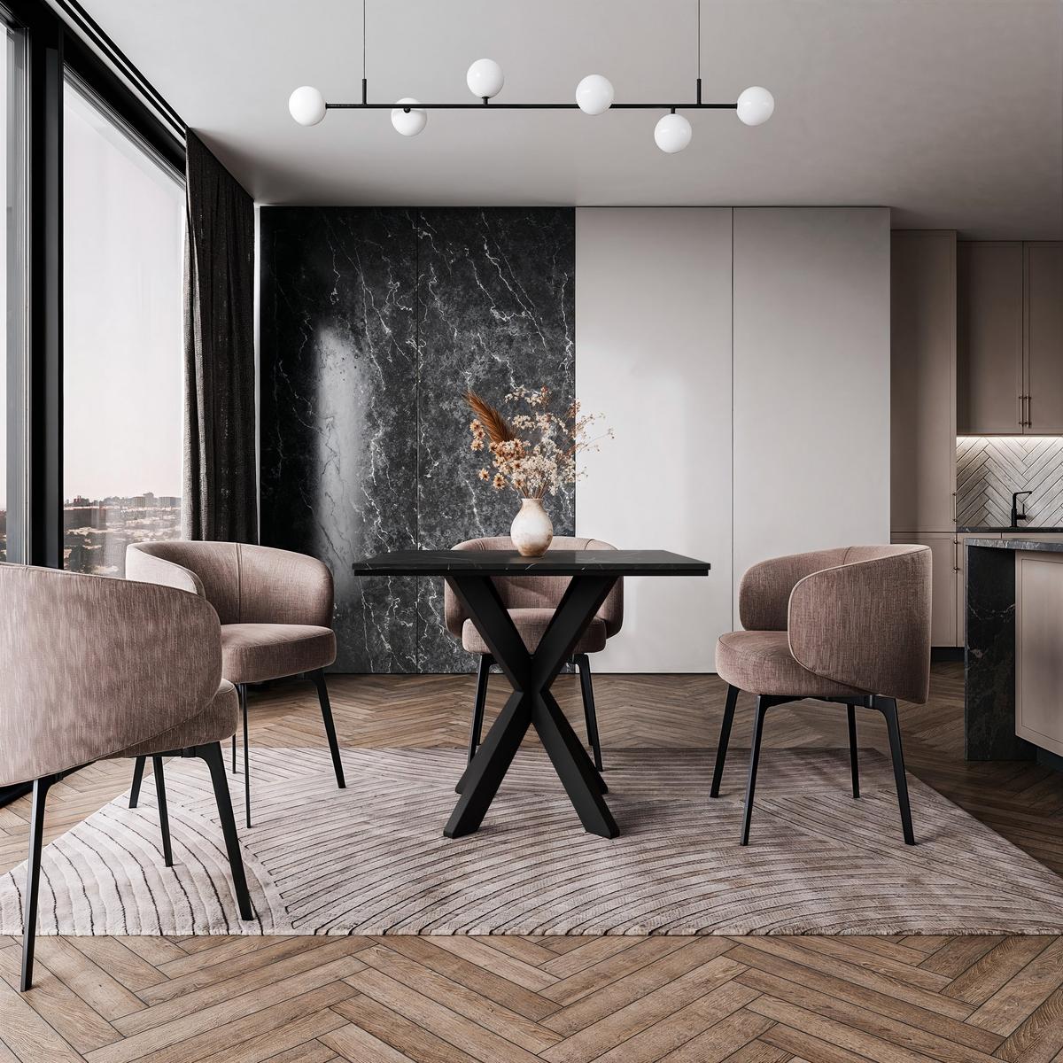ESSTISCH RASKO 90 x 90 x 73,5 cm - Hellgrau/Schwarz, Holz (90/90/73.5cm) - MASSENO