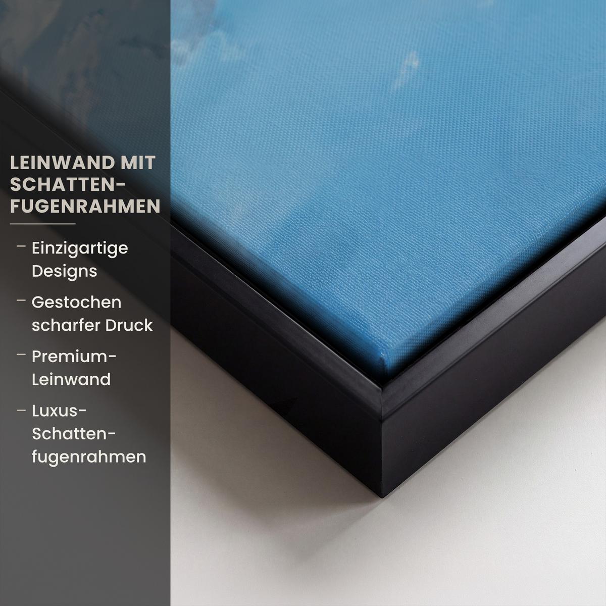 LEINWAND Bilder mit Rahmen - Weihnachtsmann - Rentier - Weihnachten - Schnee - 80x120 - Cognac, Textil (80/120cm) - MuchoWow