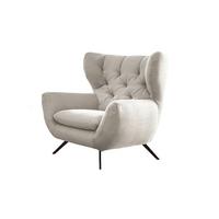 SESSEL CHARME Cremeweiß Cord - Creme/Schwarz, Textil/Metall (100/106/95cm) - KAWOLA