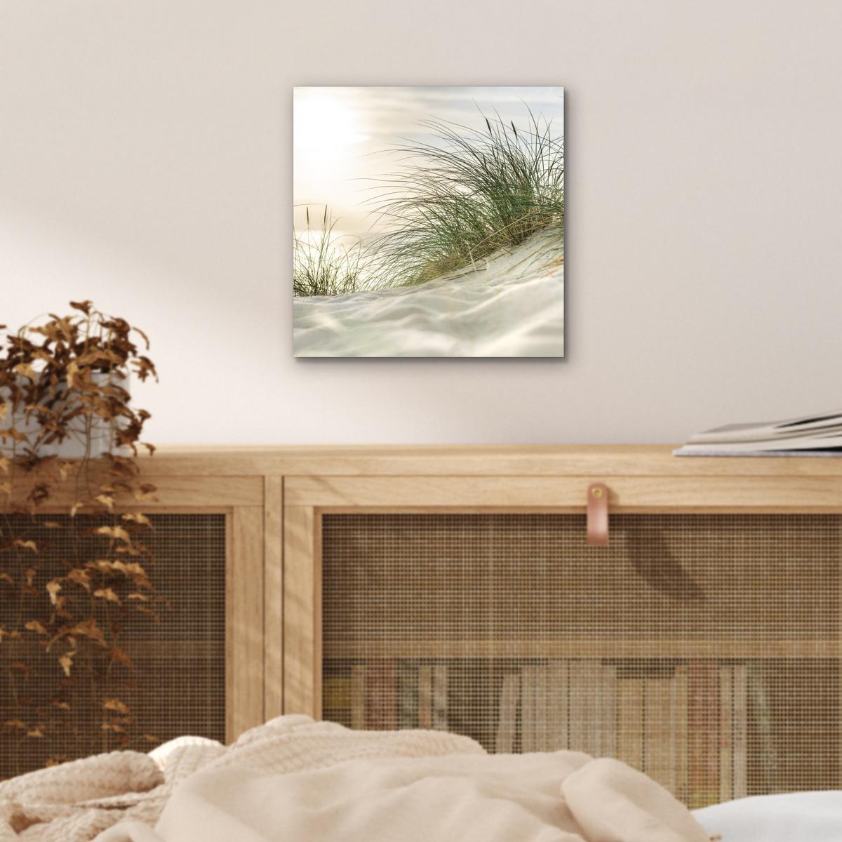 METALLBILD Dünen mit Strandhafer in der Sonne des Nationalparks Schleswig-Holsteinisches Wattenmeer 20x20 cm - Creme, Metall (20/20cm) - MuchoWow