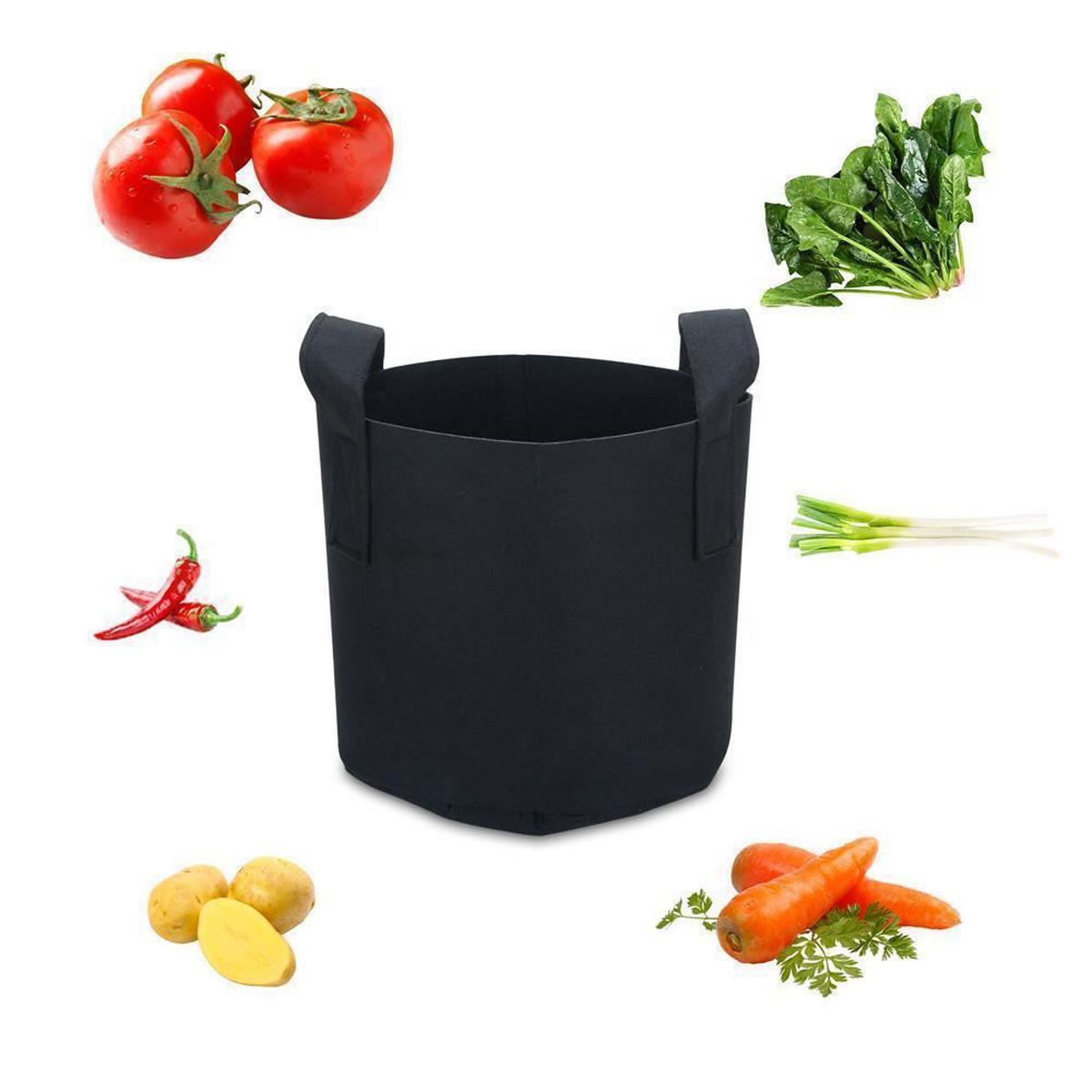 PFLANZSACK Vliesstoff 50/30 cm (2-tlg. Set) - Schwarz, Textil (30cm) - Intirilife