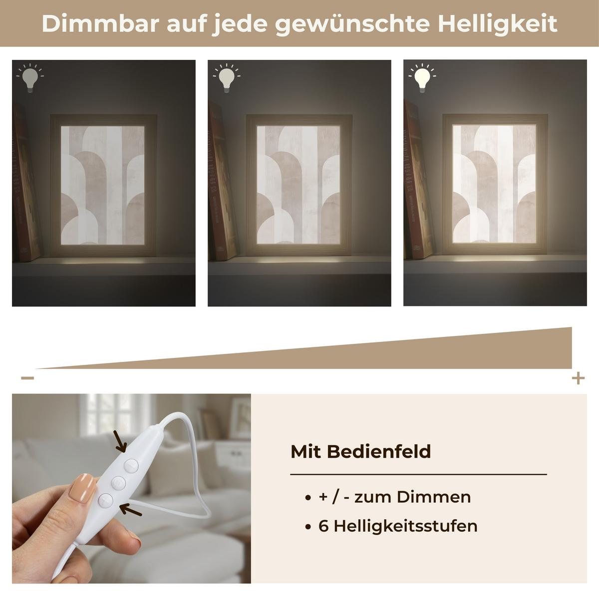 TISCHLEUCHTE Abstrakte Bögen - Modern - Beige 15x20 cm - Buche Kolonial, Holzwerkstoff (8/15/20cm) - OnlyWow