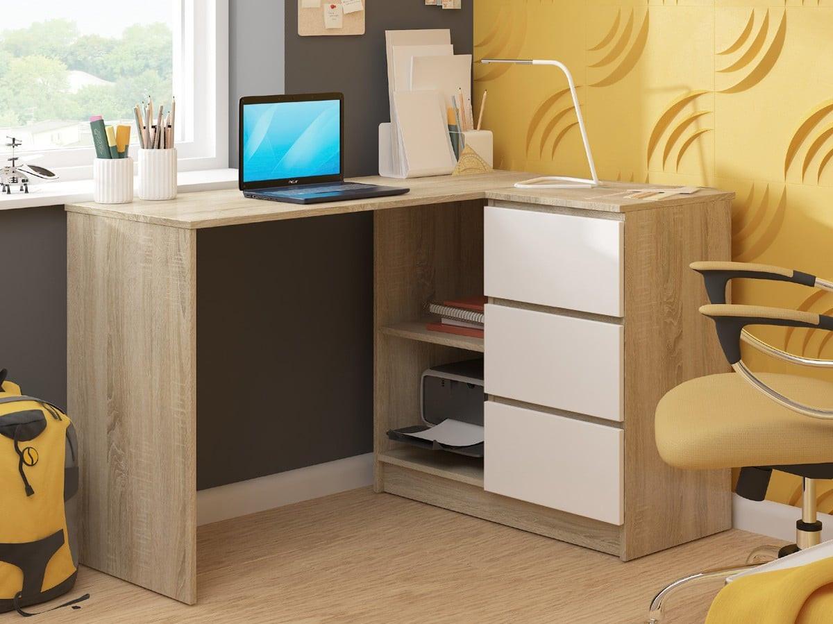 SCHREIBTISCH Eiche Sonoma, Weiß 77/124/85 - Weiß, Holzwerkstoff (124/52/77cm) - RAUMHIRSCH FURNITURE