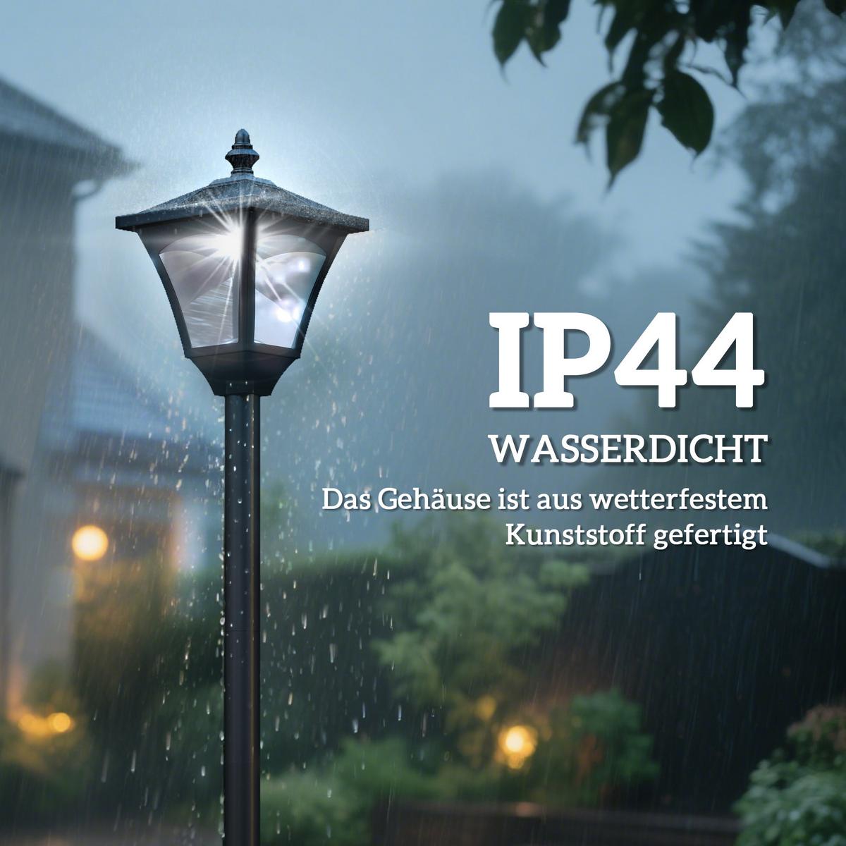 SOLAR Laterne mit LED Gartenlaterne Wegleuchte 30 Lumen H120cm Schwarz - Schwarz, Kunststoff (15/15/120cm) - Outsunny