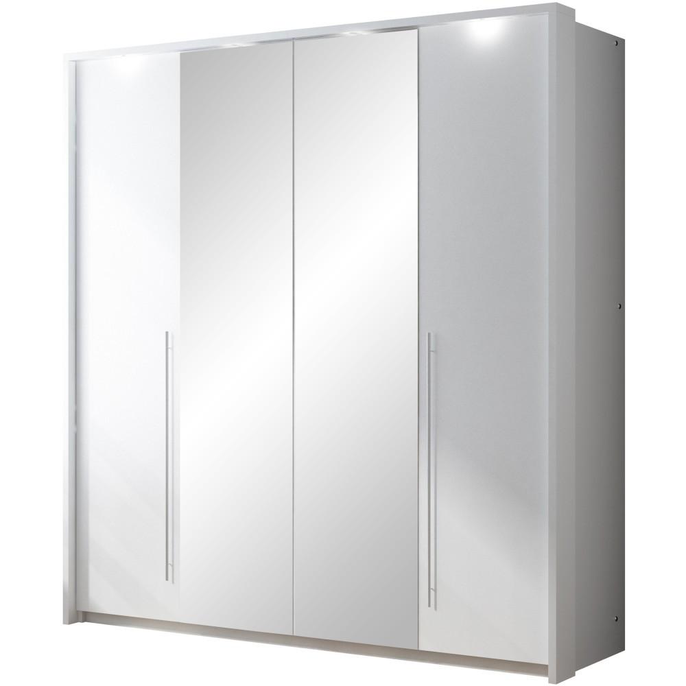 DREHTÜRENSCHRANK Bremco mit 2 Türen und Spiegel, Weiß, 210 cm - Weiß, Holzwerkstoff (210/219/65cm) - Beautysofa