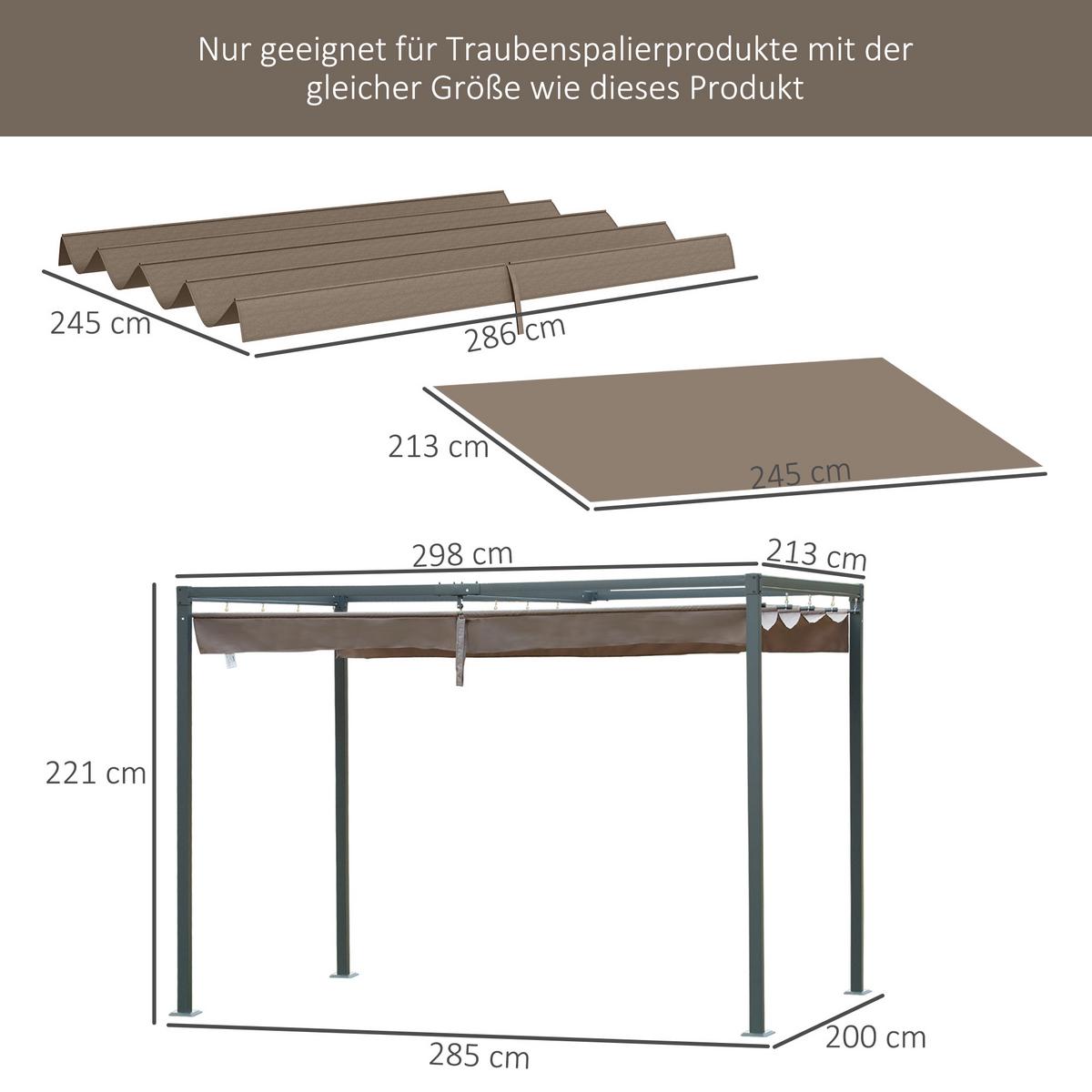 ERSATZDACH aus Polyester, Kaffee - Beige, Kunststoff (245/23/286cm) - Outsunny