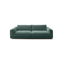 BIG SOFA RAINA Smaragdgrün Cord - Smaragdgrün/Schwarz, Kunststoff/Textil (254/85/150cm) - KAWOLA