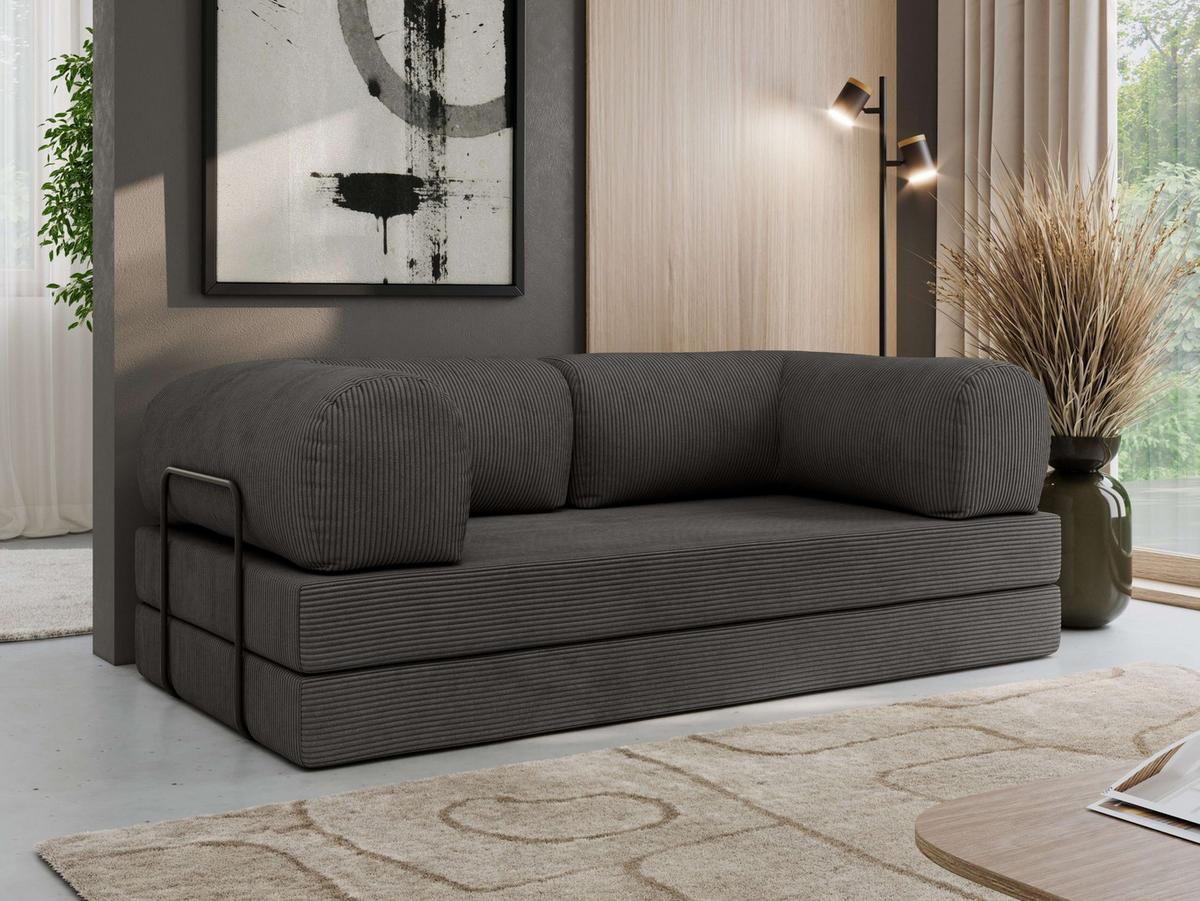 3-SITZER SOFA ORSETTO - Dunkelgrau Cord - Dunkelgrau/Schwarz, Textil/Metall (200/70/100cm) - MKS