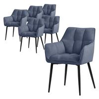 ESSZIMMERSTÜHLE 6ER-SET Blau Frotteestoff - Blau/Schwarz, Textil/Metall (63/90/57cm) - ML-DESIGN