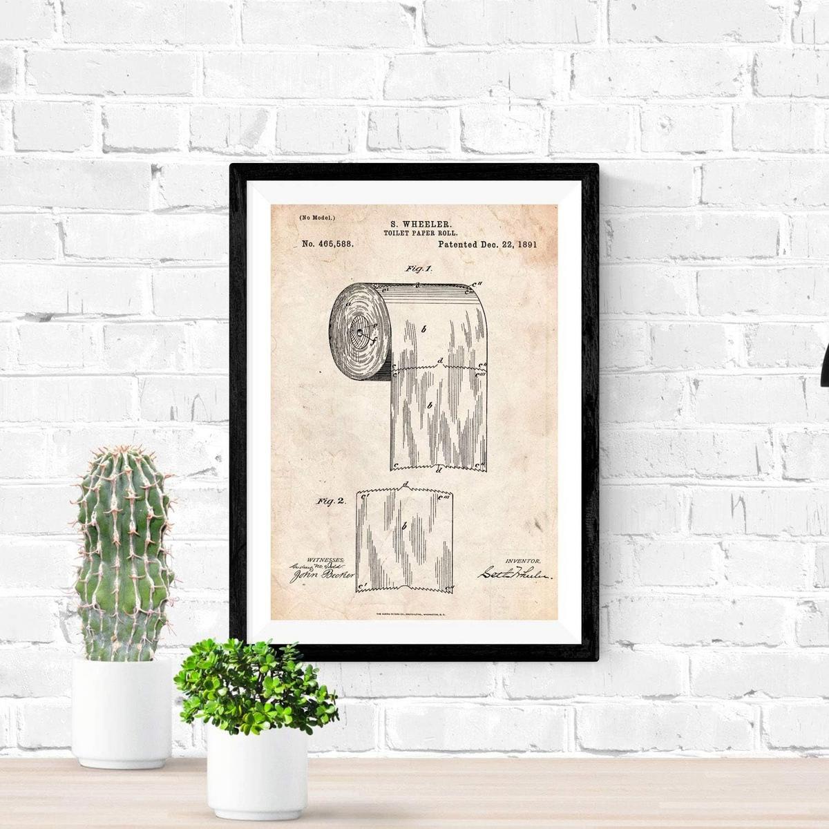 POSTER Vintage Toilettenpapier Patent Vintage Größe A3 Rahmenlos - Klar, Papier (29.7/1cm) - Nacnic