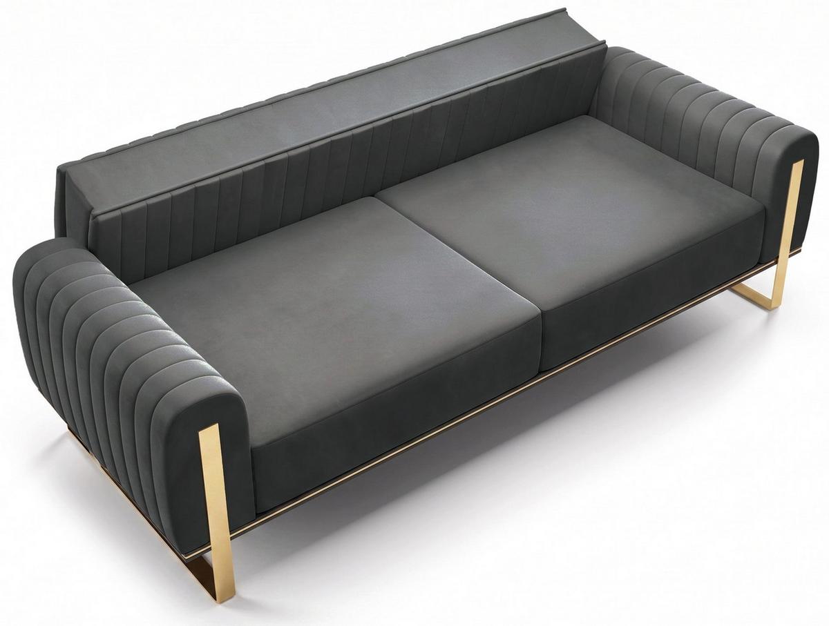 SOFA Parissa 228 cm - Goldfarben/Grau, Textil/Metall (228/79/92cm) - Selsey
