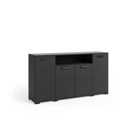 KOMMODE ALBANO 160/83/40cm mit 4 Schubladen Türen Schwarz - Schwarz, Holzwerkstoff (160/83/40cm) - MASSENO