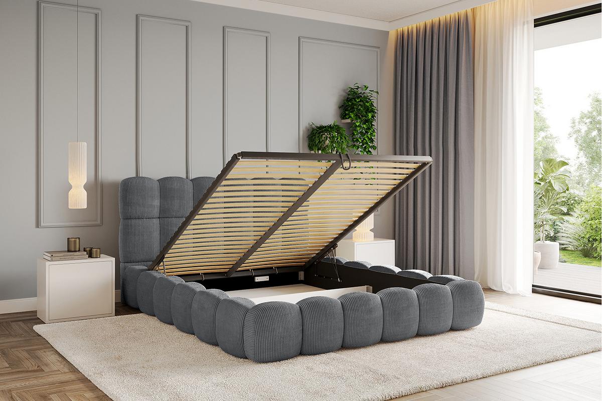 POLSTERBETT mit Bettkasten und Lattenrost, Boxbett ohne Matratze - LEYA 160x200 Dunkelgrau - Anthrazit, Holzwerkstoff/Textil (160/200cm) - ALTDECOR