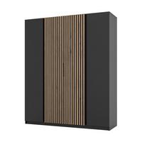 DREHTÜRENSCHRANK CAGLIARI 200/239/61,9cm 4-türig Schwarz - Schwarz, Holzwerkstoff (200/239/61.9cm) - MASSENO