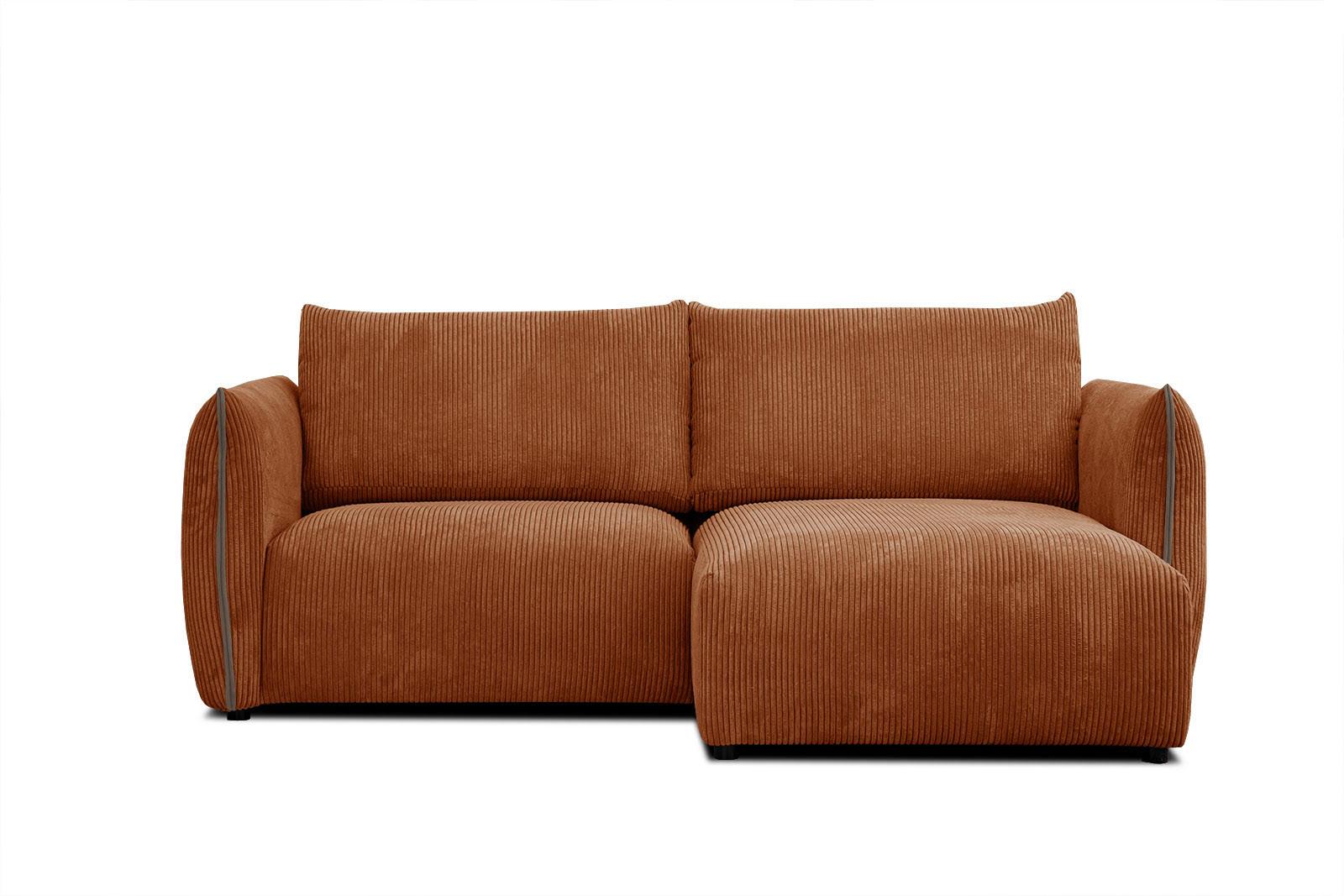ECKSOFA TAUER 3-Sitzer, orange - Schwarz/Orange, Holzwerkstoff/Kunststoff (206/173cm) - Wozimo