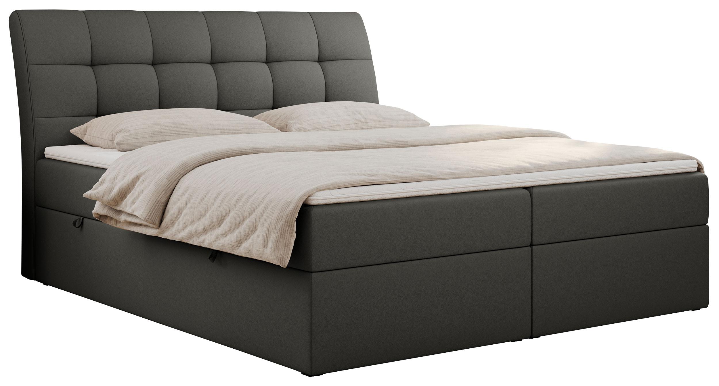 BOXBETT DIEGOS 160/200 Dunkelgrau Kunstleder - H3 - Dunkelgrau, Holz/Textil (160/200cm) - MKS