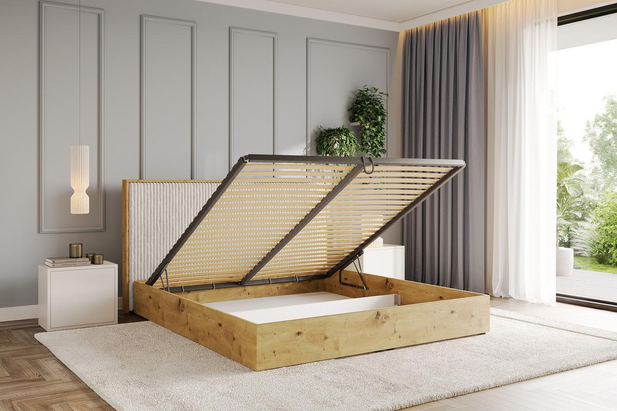 POLSTERBETT mit Bettkasten und Lattenrost, Boxbett mit Kopftei und Stauraum mit Matratze H3/H4 - ENZO10 120x200 Creme - Creme, Holzwerkstoff/Textil (120/200cm) - ALTDECOR