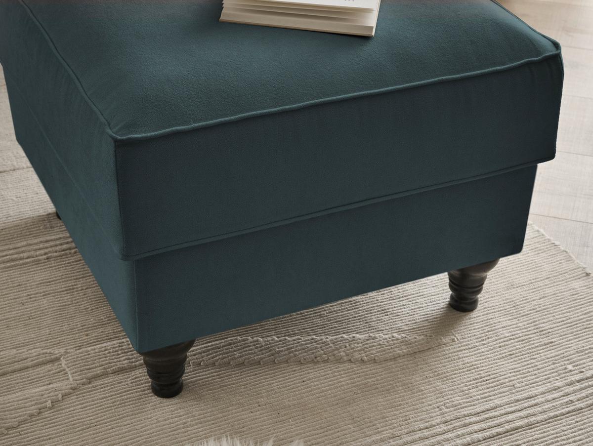 SESSEL-SET blaugrün Landhaus, Loungesessel inklusive Hocker - Dunkelgrün/Braun, Holz/Textil (175/95/110cm) - Furn.Design