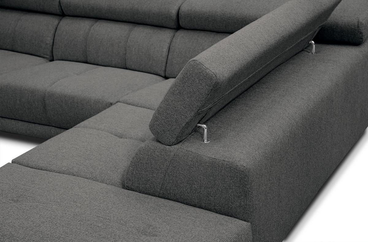 ECKSOFA MORELLO 5-Sitzer, dunkelgrau - Dunkelgrau/Schwarz, Holzwerkstoff/Textil (287/228cm) - Wozimo
