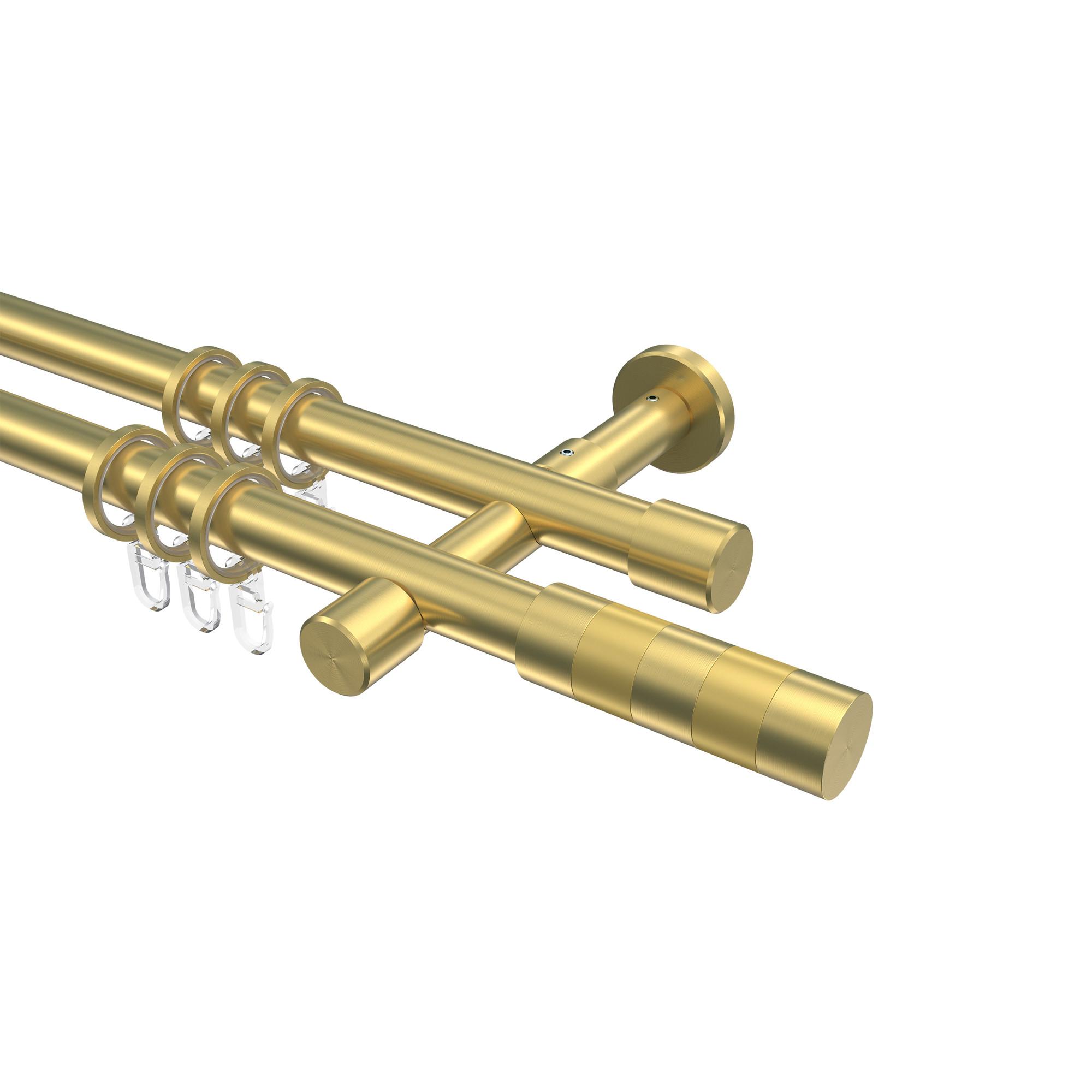 GARDINENSTANGE Prestige Mavell 120 cm, 2-läufig, 20 mm Ø Messing-Optik - Messingfarben/Goldfarben, Metall (120cm) - INTERDECO