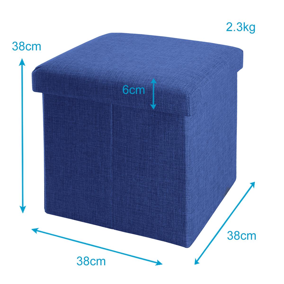 SITZHOCKER mit Stauraum 30/30/30 cm (Blau) - Blau, Textil (38/38/38cm) - Intirilife