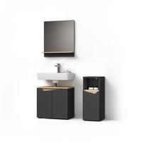 BADMÖBEL-KOMBINATION Timavo Anthrazit 3 Teile, mit Midischrank - Anthrazit, Holzwerkstoff (60/57/35cm) - Livinity®