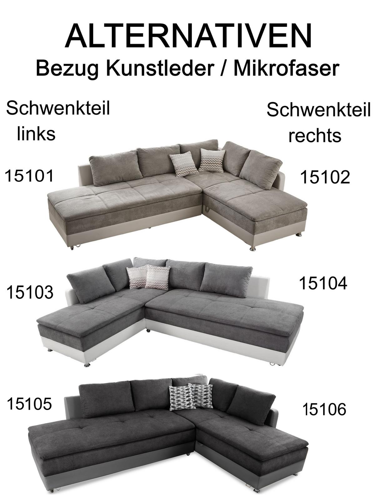 ECKSOFA-DAUERSCHLÄFER Doppelbett Boxspring Federkern Topper, Schwenkteil rechts B306/T223/H95 cm, Kunstleder Grau+Mikrofaser Anthrazit / 15106 - Chromfarben/Anthrazit, Kunststoff/Textil (306/223cm) - luma-home
