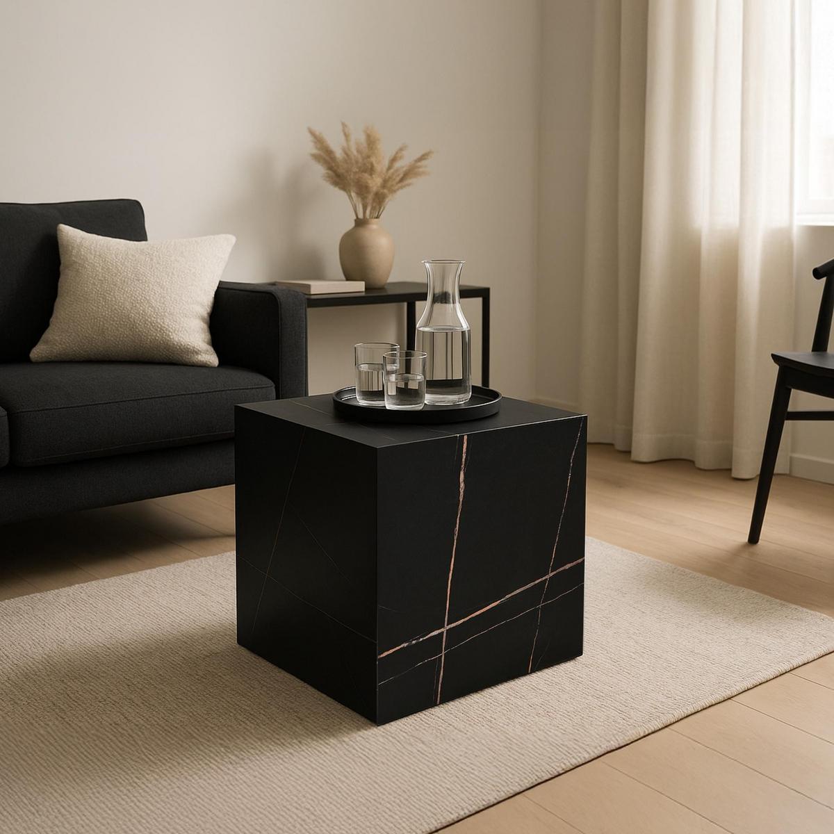 BEISTELLTISCH Ellelu - Schwarz, Holzwerkstoff (40/40/45cm) - [en.casa]