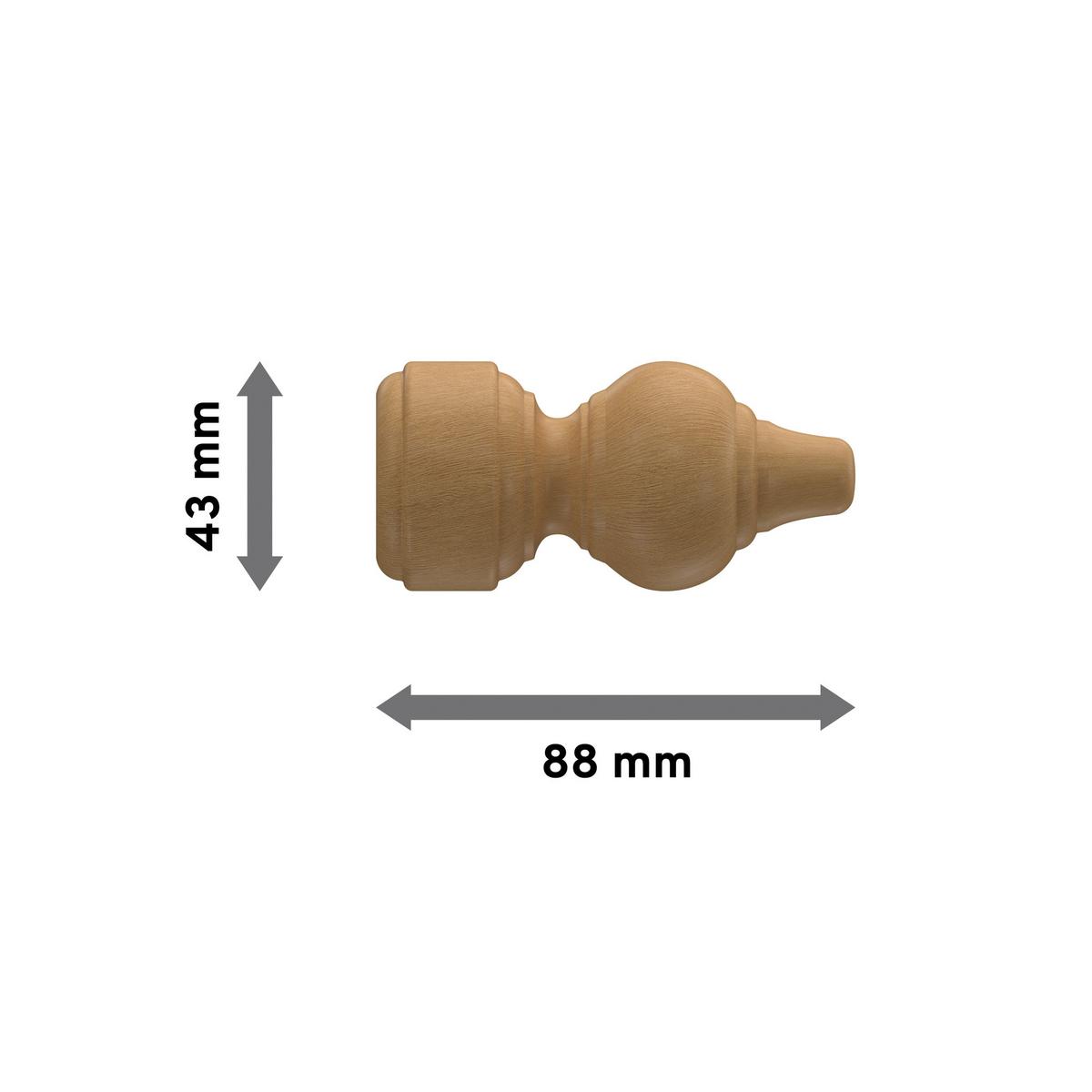 ENDSTÜCKE FÜR GARDINENSTANGEN 28 mm Ø, Rondo Buche, Packung 2 Stück - Buchefarben, Holz (8/4/4cm) - INTERDECO