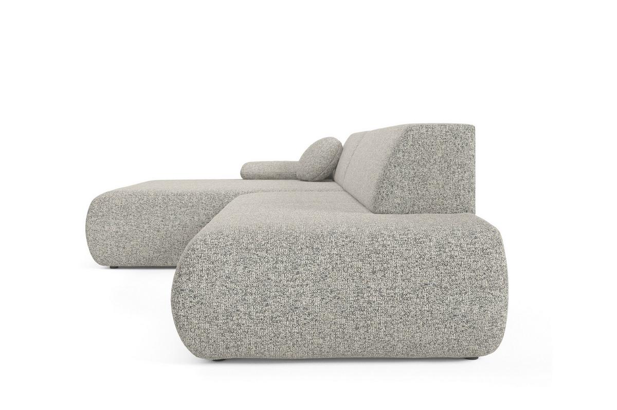 ECKSOFA DELTA L-S Grau Geflochtener Stoff mit Schlaffunktion - Grau, Holz (286/173.5cm) - MASSENO