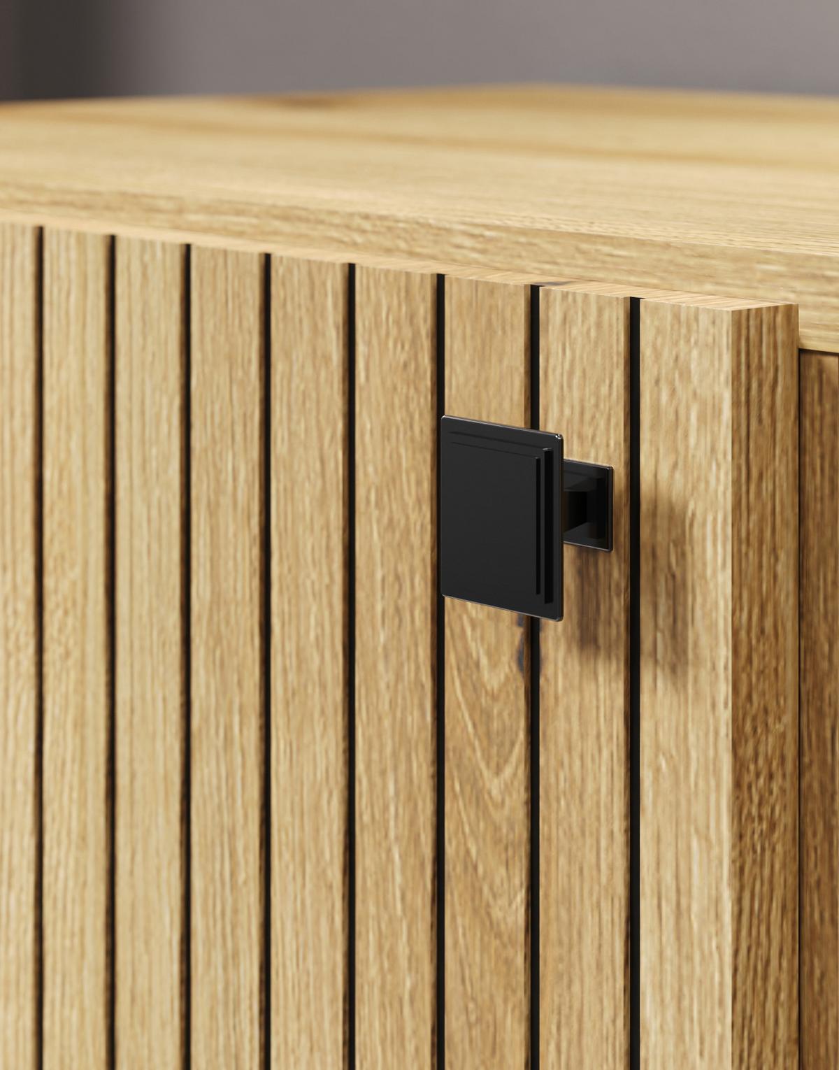 WASCHBECKENUNTERSCHRANK Evoke Eiche 60 cm, Badschrank auf Rollen - Eichefarben/Schwarz, Holzwerkstoff/Kunststoff (60/64/42cm) - Top.Furn