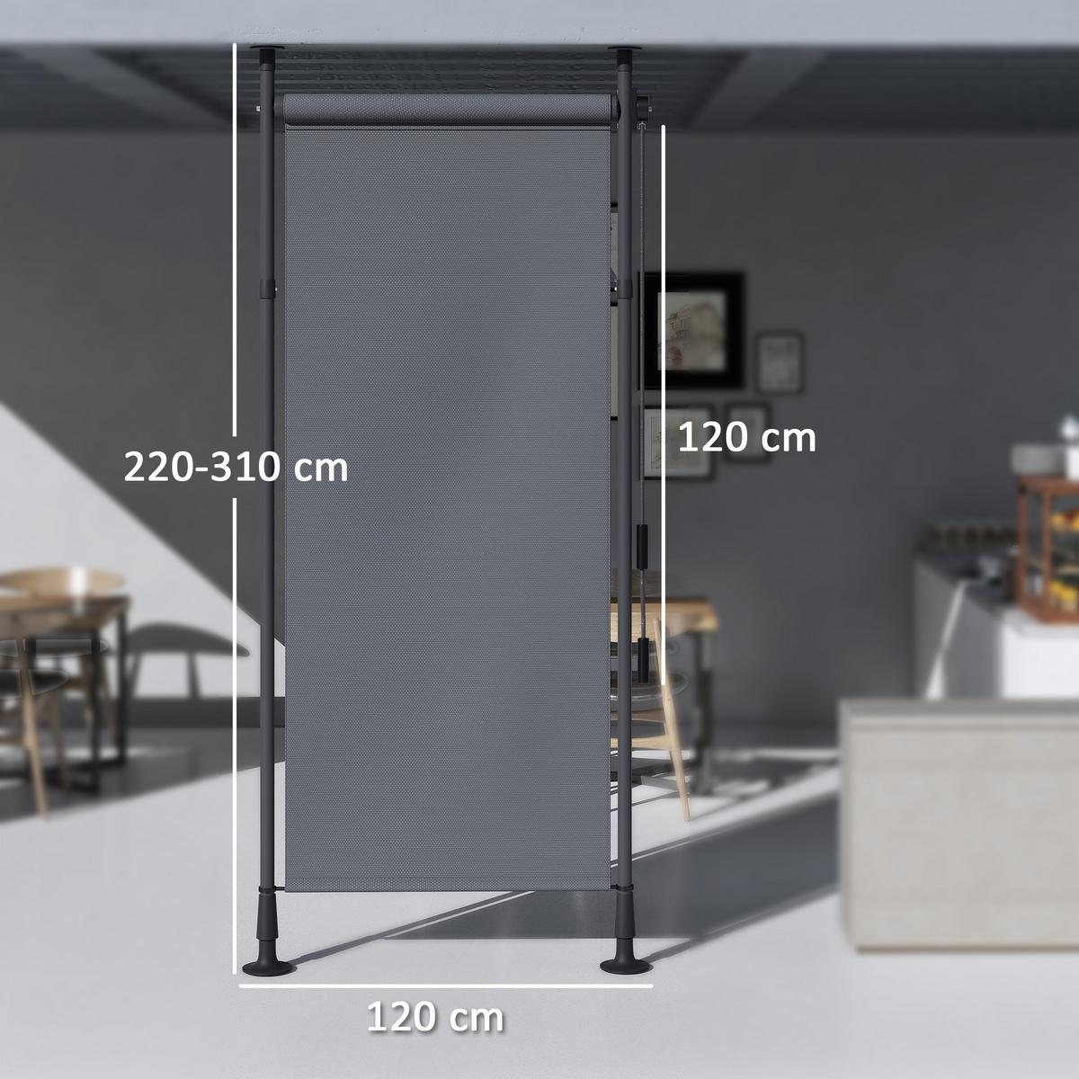SENKRECHTMARKISE, Polyester, Dunkelgrau - Dunkelgrau, Metall (2.8/310/120cm) - Outsunny