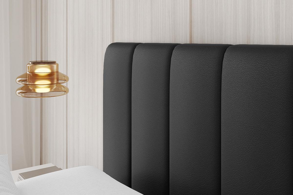 POLSTERBETT mit Bettkasten und Lattenrost, Bett mit Matratze H3/H4 - FINO 180x200 Schwarz Kunstleder - Schwarz Hochglanz, Holzwerkstoff/Textil (180/200cm) - ALTDECOR