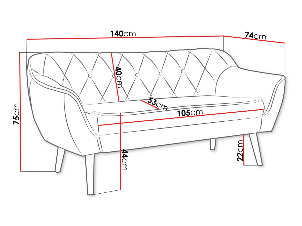 SOFA Skand 2 - Hellgrau/Naturfarben, Holz/Textil (140/75/74cm) - MIRJAN24
