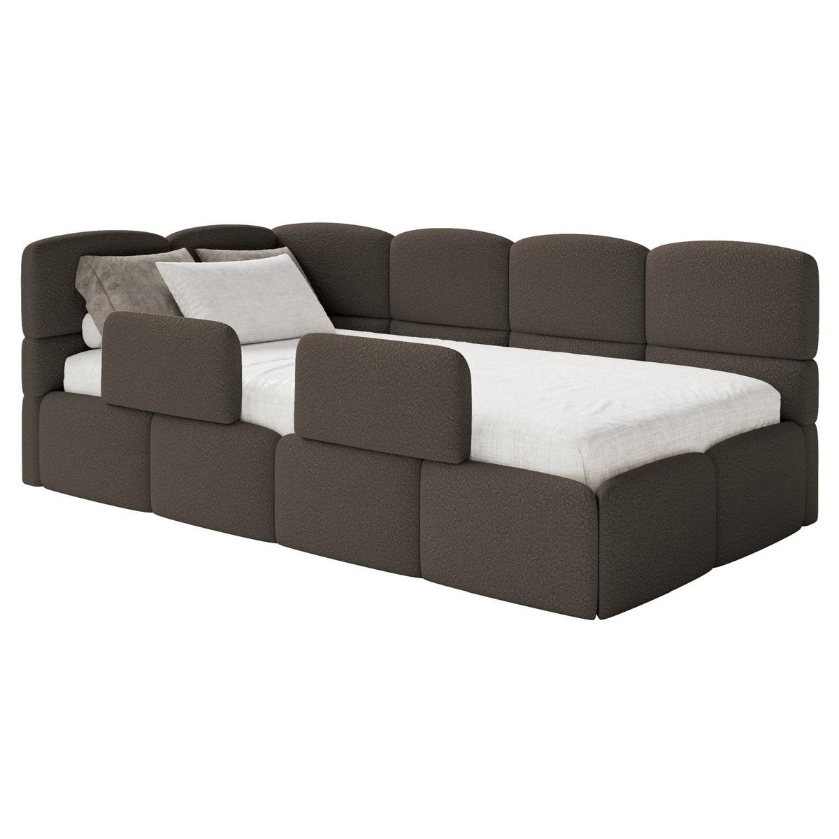 JUGENDBETT Cloudy links mit Rausfallschutz Bouclé Braun - Braun, Kunststoff/Textil (90/200cm) - Selsey