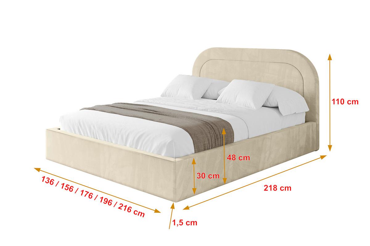 POLSTERBETT mit Bettkasten und Lattenrost, Boxbett ohne Matratze - LERAY 200x200 Beige - Ecru, Holzwerkstoff/Textil (200/200cm) - ALTDECOR