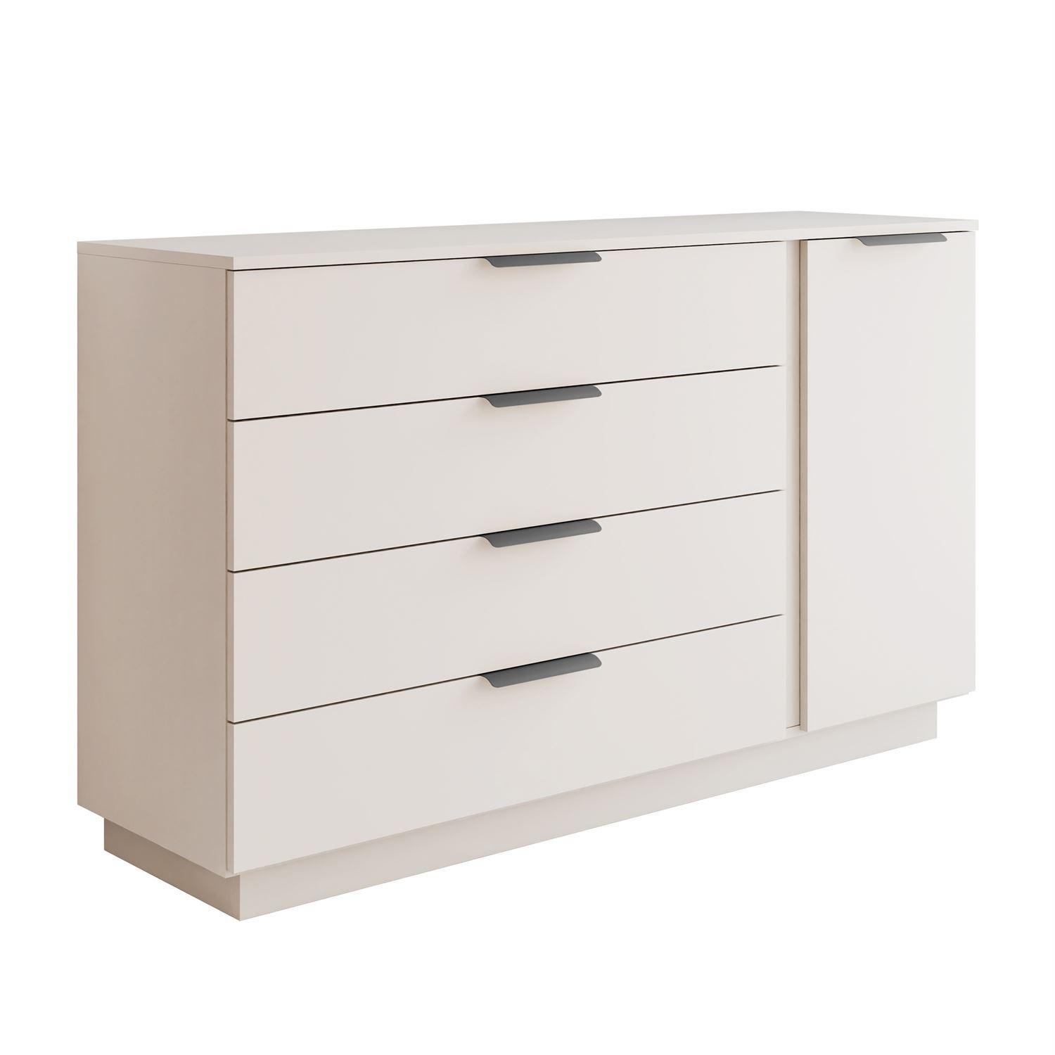 KOMMODE LINA KASCHMIR 1D4S mit LED-Beleuchtung auf Sockel Schwarz - Kaschmir, Holzwerkstoff (138/84/40cm) - Lookway