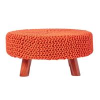 STRICK-HOCKER orange, rund 62/62/30 cm - Orange, Textil (62/30/62cm) - Homescapes