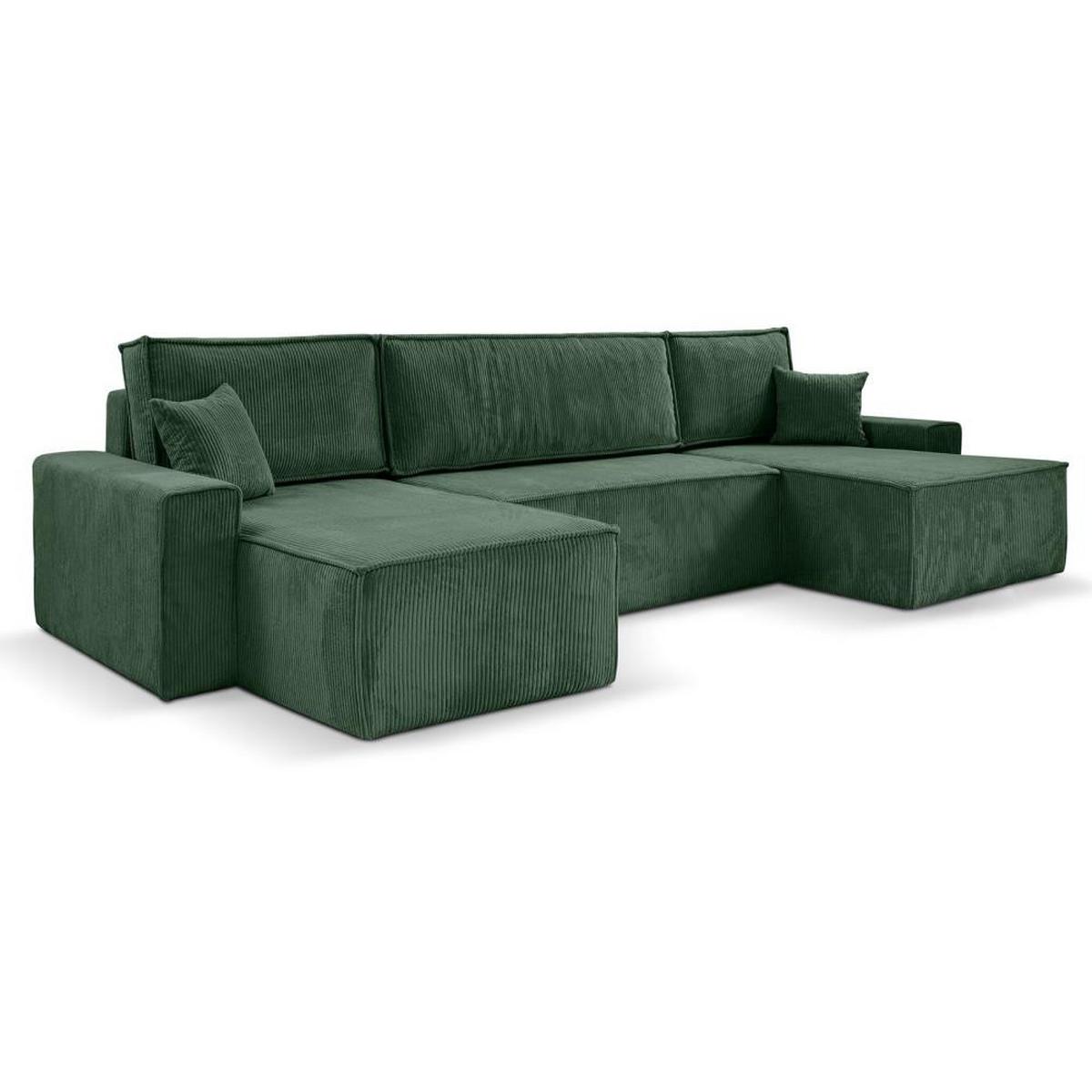 WOHNLANDSCHAFT Hektor U mit Schlaffunktion, 377 cm, grün - Schwarz/Grün, Kunststoff/Textil (377/94/152cm) - Beautysofa