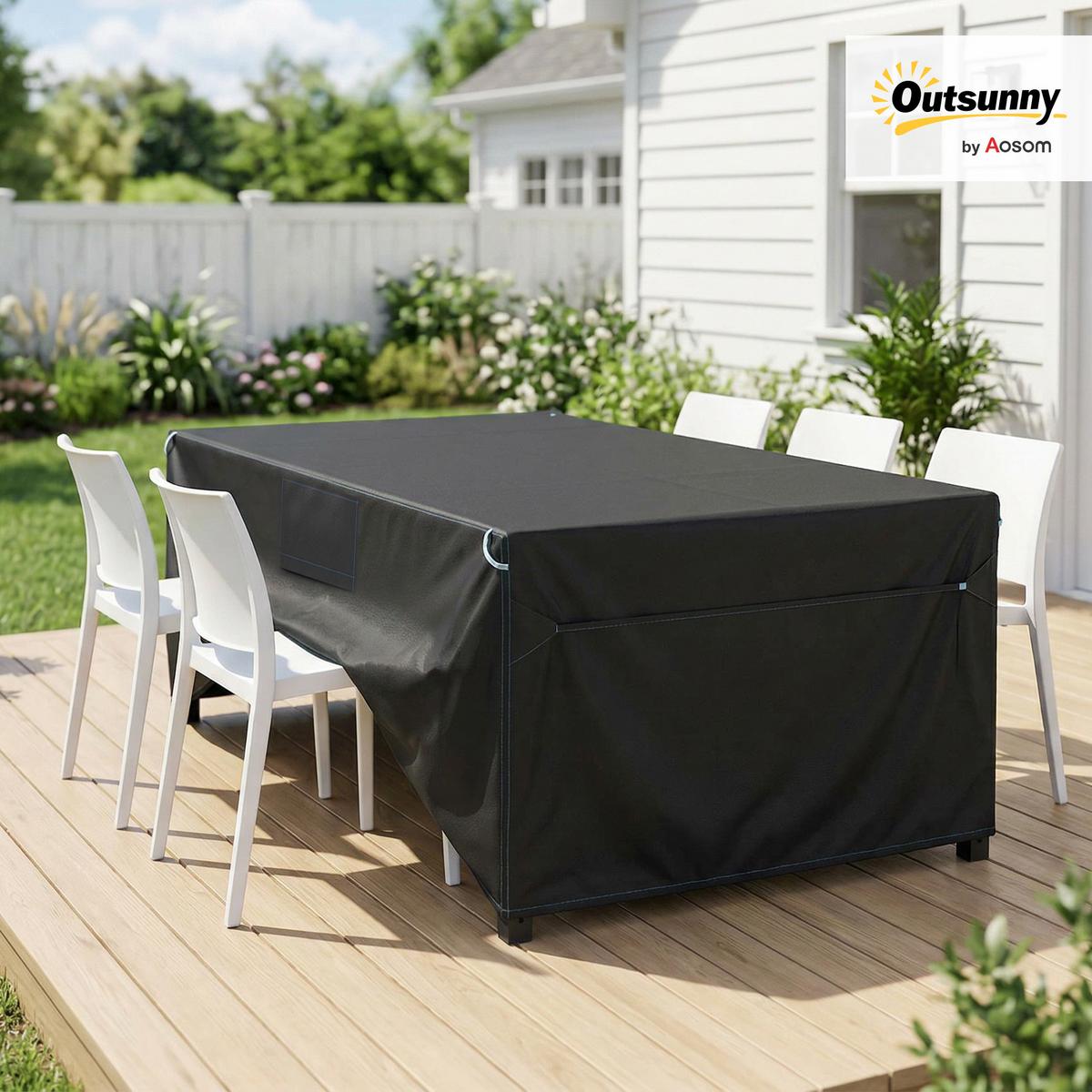 GARTENMÖBEL-ABDECKUNG 420D-Oxford-Gewebe Schwarz - Schwarz, Textil (120/74/180cm) - Outsunny