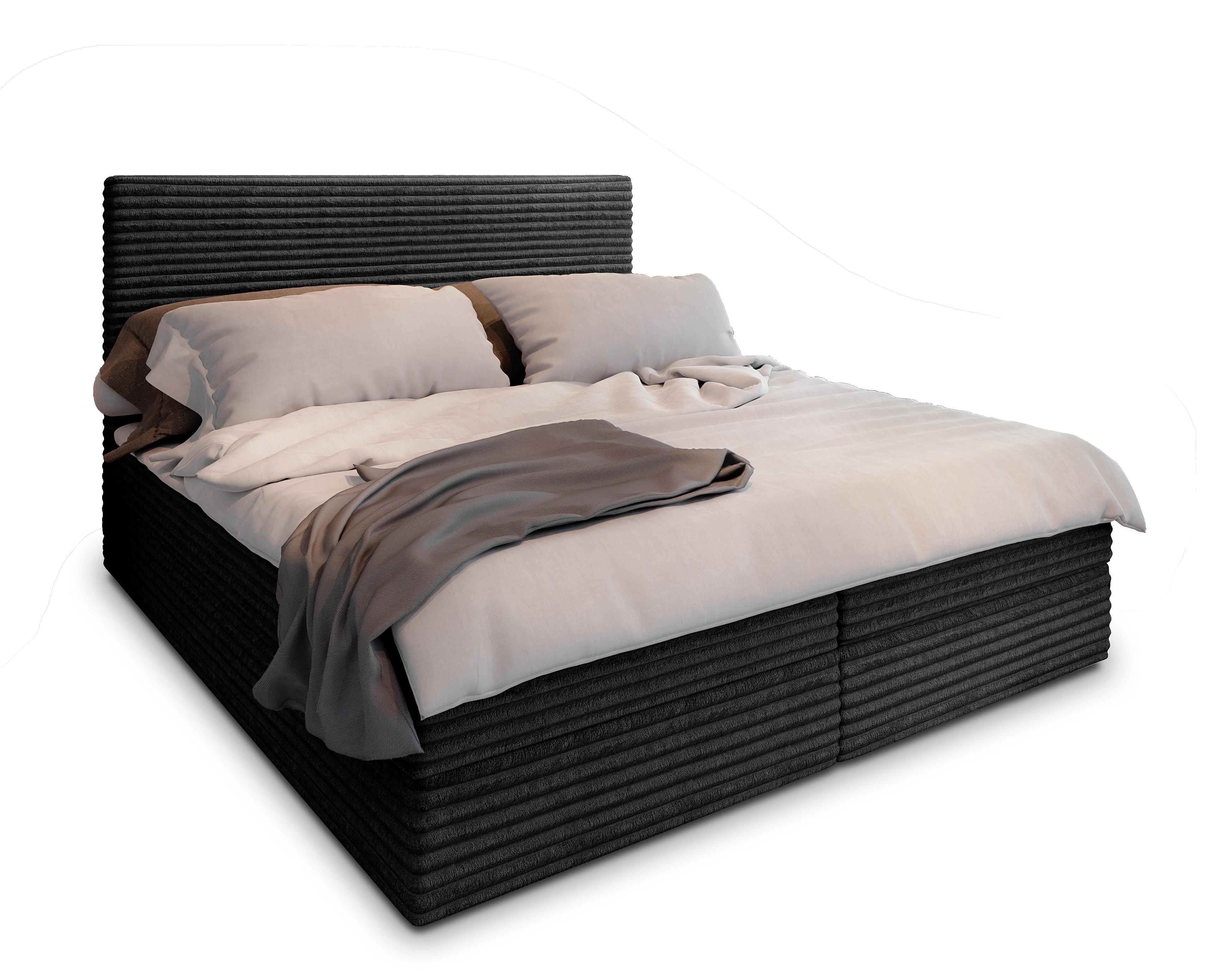 BOXBETT PISA 140x200 cm mit Matratze und Topper - Schwarz - Schwarz, Holz (140/200cm) - MASSENO