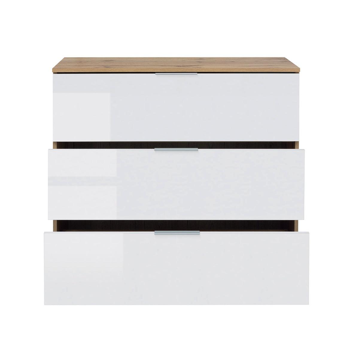 KOMMODE Selma Weiß und Holz - Weiß, Holzwerkstoff (95/86/41cm) - Petits-meubles
