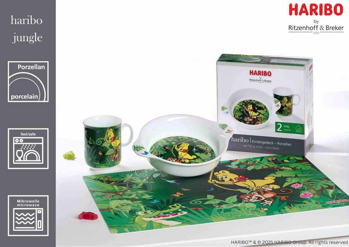 KINDERGESCHIRR-SET Haribo Jungle bunt - Multicolor, Keramik/Kunststoff (2/2/2cm) - Ritzenhoff Breker
