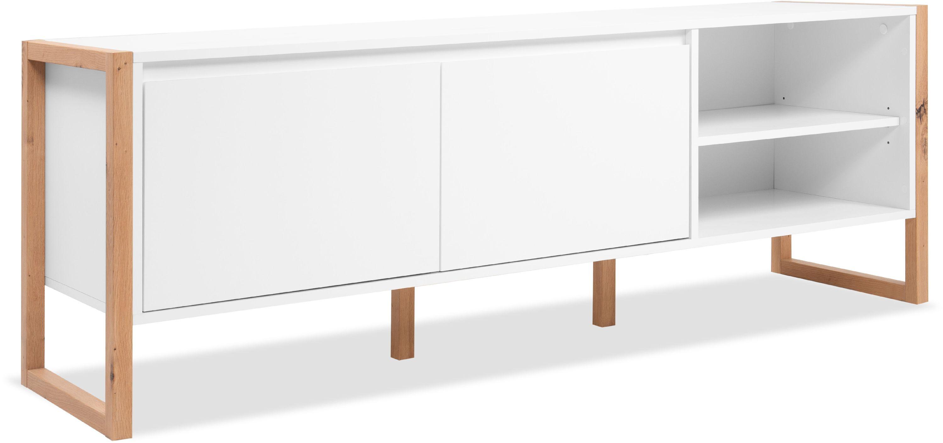 TV-RACK Denver 54 weiß / Dekor Artisan Oak 55/160/40 cm - Weiß, Holzwerkstoff (160/55/40cm) - Calicosy