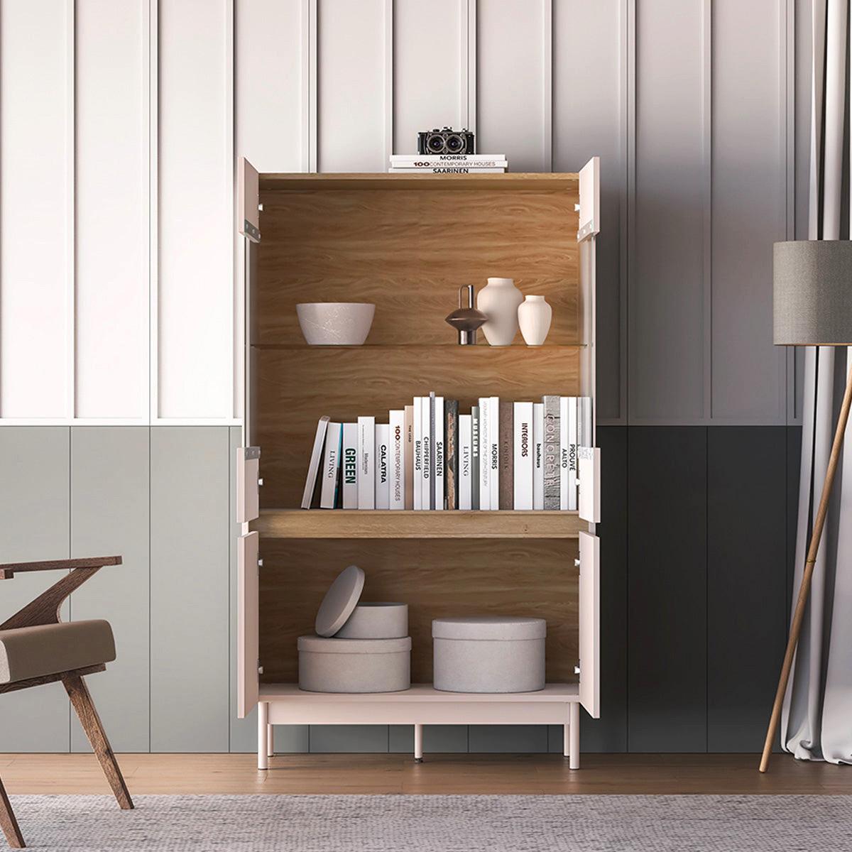 GESCHIRRSCHRANK Connie Kaschmir und Holz - Beige, Holzwerkstoff (91.9/155.8/40cm) - Petits-meubles