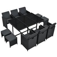 GARTENMÖBELSET Baracoa schwarz 11-tlg. - Schwarz, Kunststoff/Metall - Juskys