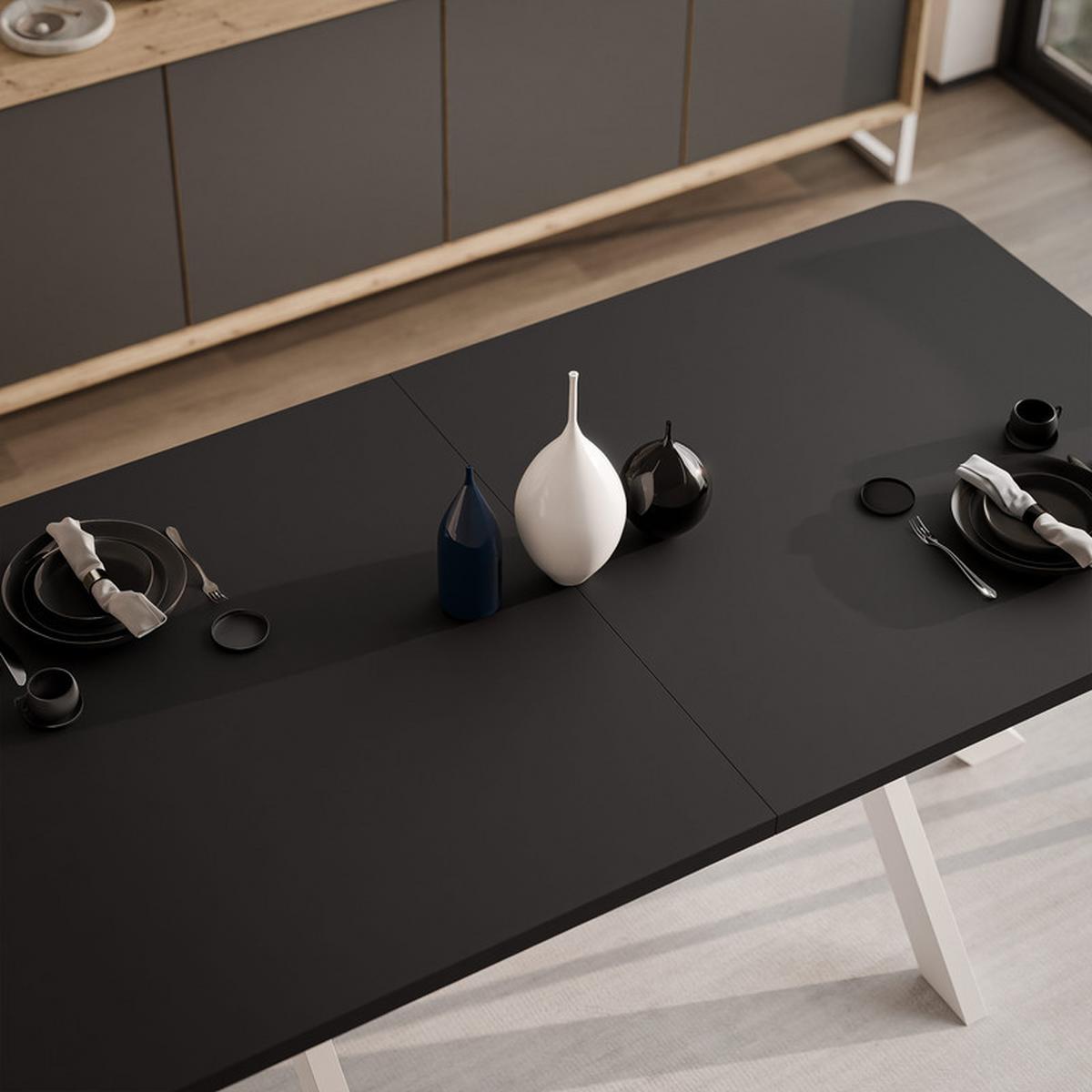 AUSZIEHTISCH DANTON 200/100/76 cm, Weiß / Schwarz - Schwarz/Weiß, Holzwerkstoff/Metall (100/200/76cm) - Idohome